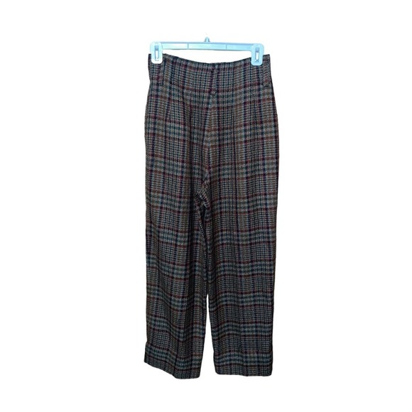 Vintage Express Academia Plaid Straight Leg High Waist Trousers Size 4 - Picture 3 of 6